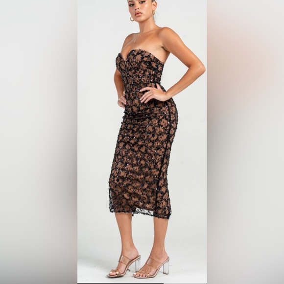 NWTS The Edge Romantic Night Dress | Black/Nude Beaded Dress Size Small - Picture 3 of 5